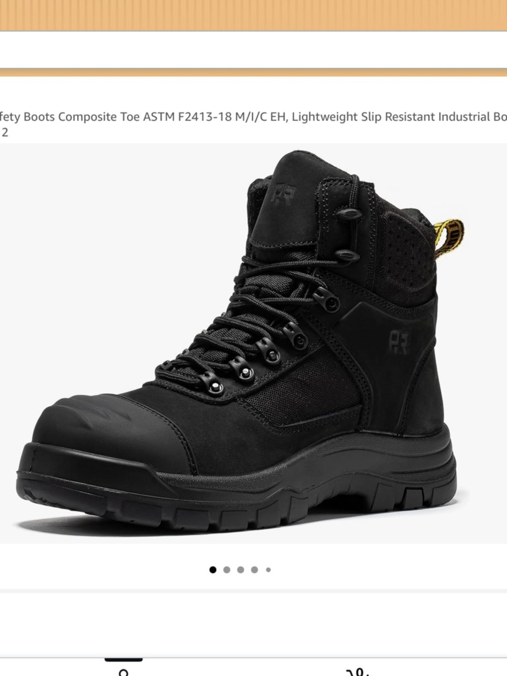 NWT, ROCKROOSTER Men's Black Work Safety Boot, Size 11.5